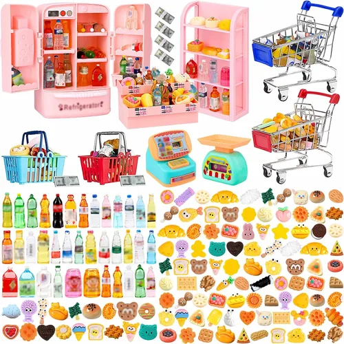 Vista 7 de 80 piezas de mini botellas de comida y bebidas, juguetes de comida de simulación para accesorios de cocina de casa de muñecas, mini juguetes