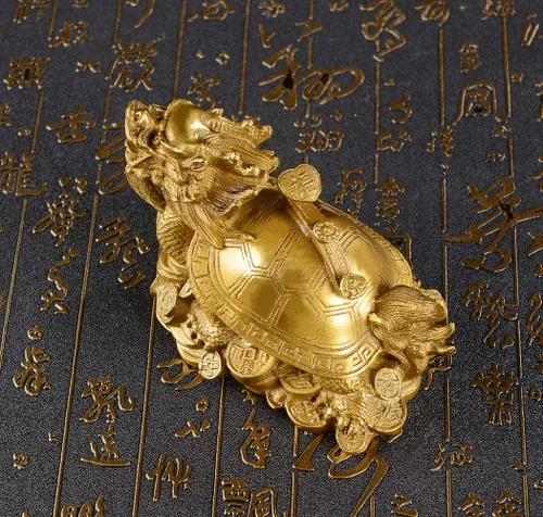 Vista 7 de BRASSTAR Tortuga de dragón FengShui de latón con estatua Ruyi decoración del hogar de la oficina Atrae riqueza fortuna carrera suerte amuleto