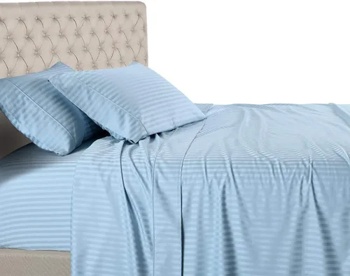 Vista 12 de Royal Hotel - Sábana de cama a rayas, 100% algodón, 600 hilos, bolsillo profundo