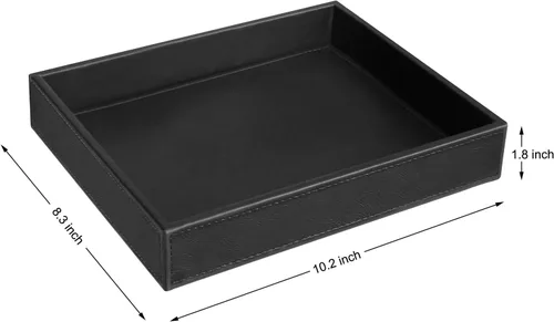 Vista 2 de Vixdonos Bandeja de valet, organizador de mesita de noche, bandeja de cuero para perfumes, joyas, llaves y control remoto en mostrador o aparador