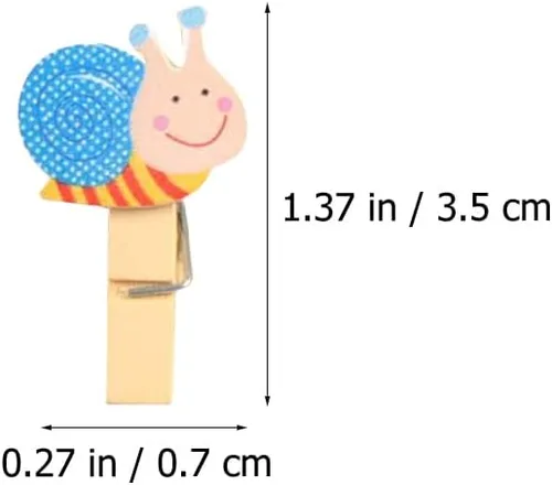 Vista 3 de EXCEART Pinzas para la ropa con forma de animal, 50 clips de madera para fotos, manualidades, organización del hogar, clips de dibujo, pequeñas