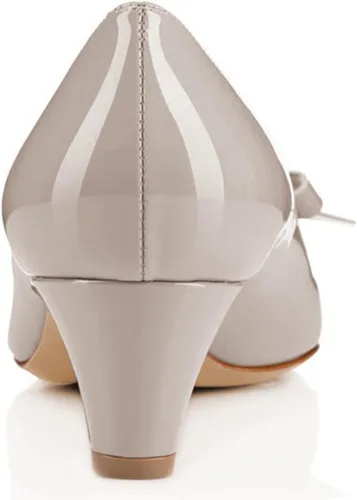 Vista 2 de YDN Zapatos de tacón bajo cerrados con punta redonda para mujer, con lazo, para trabajo, oficina, tallas 4-15 de EE. UU