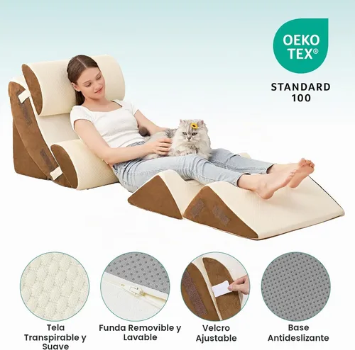 Vista 4 de Hansleep Juego de 6 almohadas ortopédicas de cuña para dormir, juego de almohadas postoperatorias ajustables para aliviar el dolor corporal, espalda
