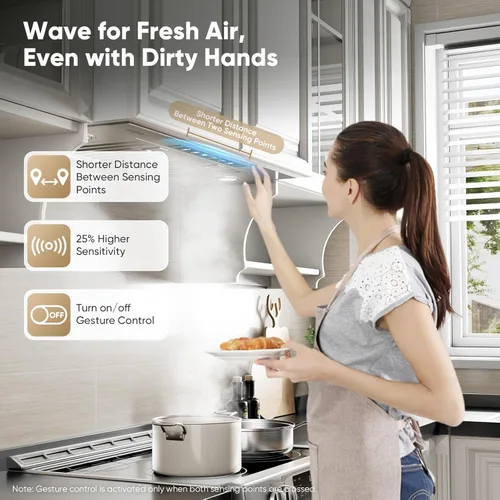 Vista 3 de VIKIO HOME Campana extractora integrada/de inserción de 36 pulgadas 980 CFM, Campana extractora de cocina de acero inoxidable con conducto