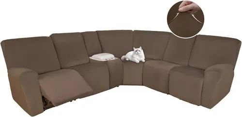 Vista 116 de HDCAXKJ Fundas de sofá seccional reclinable de terciopelo, cubierta de sofá seccional en forma de L, lavable, elástica, suave, para rincón