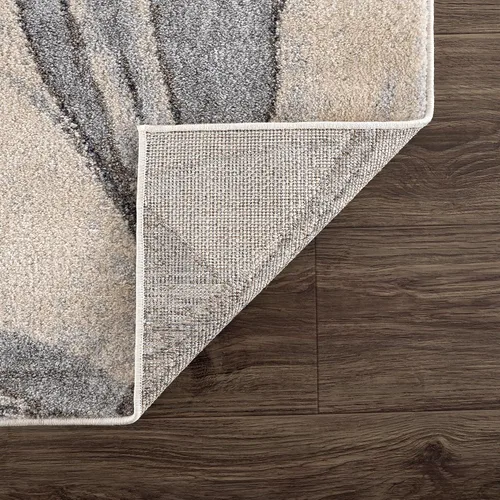 Vista 7 de Abani Alfombra contemporánea en capas gris y beige para comedor, de alta calidad, no desprende pelusa, 4 x 6 pies, diseño moderno