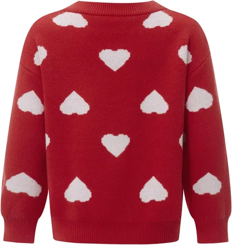 Vista 4 de KelaJuan Mommy and Me - Conjunto a juego con cuello redondo, manga larga, estampado de corazón, suéter para el día de San Valentín
