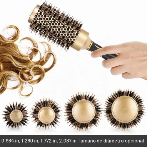 Vista 6 de Cepillo para el Cabello, Juego de Cepillos Redondos para Secado con Secador - Cepillo Profesional de Cerdas de Jabalí para Peinado, Tecnología