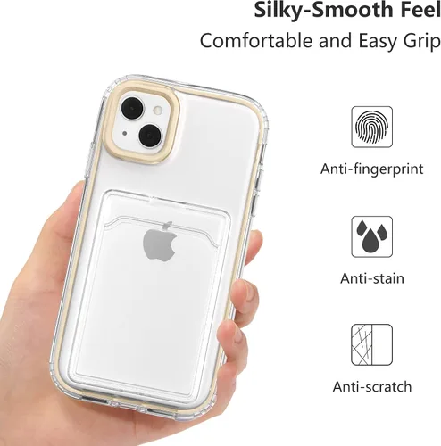Vista 5 de ZCDAYE Funda para iPhone 13, iPhone 13 (6.1 pulgadas) con tarjetero y funda transparente de TPU suave a prueba de golpes para iPhone 13