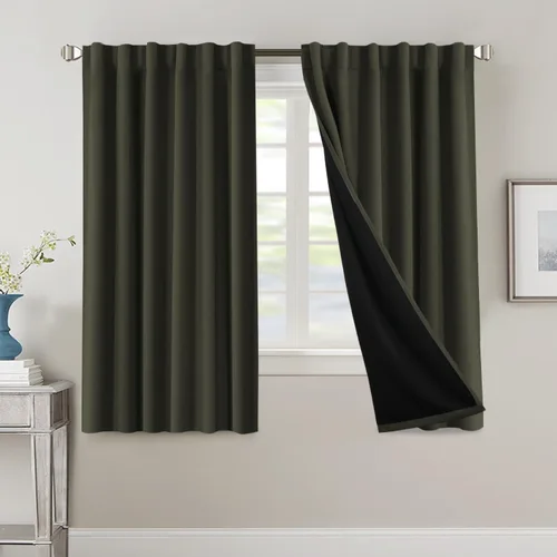 Vista 24 de H.VERSAILTEX Cortinas 100% opacas para dormitorio con forro negro, cortinas de oscurecimiento de habitación completa, con aislamiento térmico