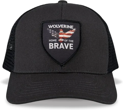 Vista 22 de Wolverine Gorra Trucker Parte trasera de malla Snapback Ajustable Resistente Duradero Workwear 1883 - Oliva negra