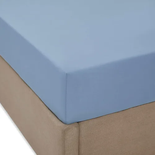 Vista 4 de Linen Closet Sábana bajera ajustable de 100% algodón solamente - Tamaño Full, azul - Tejido de percal nítido, fresco y transpirable, bolsillo