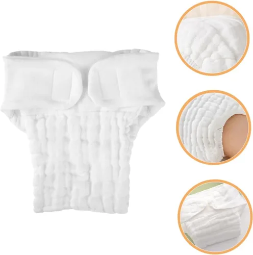 Vista 7 de 5Pcs Reusable Baby Cloth Diapers Washable Cotton Nappy Inserts Absorbent and Breathable for Infants Size M for Everyday Use