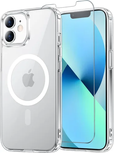 Vista 97 de Funda transparente para iPhone 11 con protector de pantalla, compatible con Magsafe, antiamarilleo, protección de grado militar, a prueba de golpes
