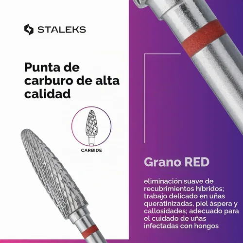 Vista 6 de STALEKS PRO - Broca de carburo para uñas de maíz para eliminación de gel, 0.157 in, color rojo suave