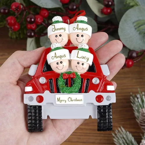 Vista 5 de Adornos de Navidad personalizados, adornos de Navidad 2024, adornos grabados personalizados para decoración del árbol de Navidad (Familia de 2)
