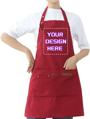 Vista 14 de BeautyWill Delantal personalizado personalizado para hombres y mujeres, delantal de cocina personalizado con bolsillos, nombre, texto, logotipo