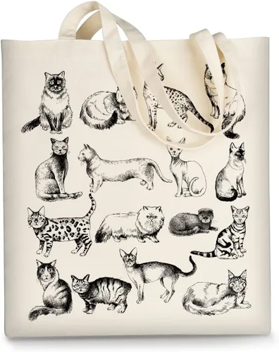 Vista 13 de Bolsa de lona AUSVKAI estética para mujer, lindas bolsas de tela reutilizables de algodón para compras, playa, comestibles