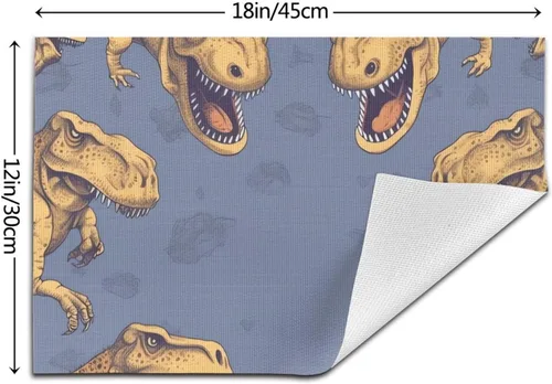 Vista 2 de 6 PCS PVC Placemats Set Place Mats A Group of Tyrannosaurus rex Non-Slip Weave Place Mats 12" x 18" Farmhouse Table Mat Set for Family Dinners