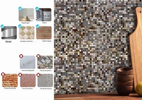 Vista 6 de Azulejos de Respaldo de Metal Despegar y Pegar para Cocina Decoración de Pared 3D Azulejos de Mosaico de Aluminio para Baño, 12"x12"x0.15
