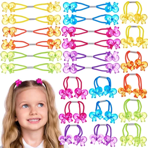 Vista 20 de Colección de 20 piezas de coleteros, bolas de cola de caballo, gomas elásticas, cuentas de pelo de 18 mm redondas, opacas, multicolores, dobles 59.1