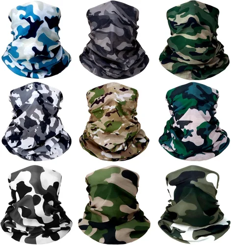Vista 10 de Bufanda transpirable para el cuello, máscara facial para hombres y mujeres, senderismo, ciclismo, deportes, pesca, protección solar UV bandana