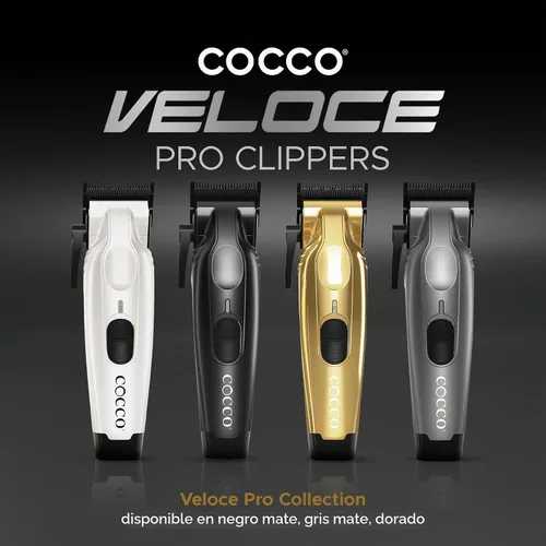 Vista 5 de Cocco Veloce Pro Clipper, Digital Gap Ambassador Graphene Taper Blade Profesional Clipper, Motor BLDC de alto par, totalmente metálico, inalámbrico