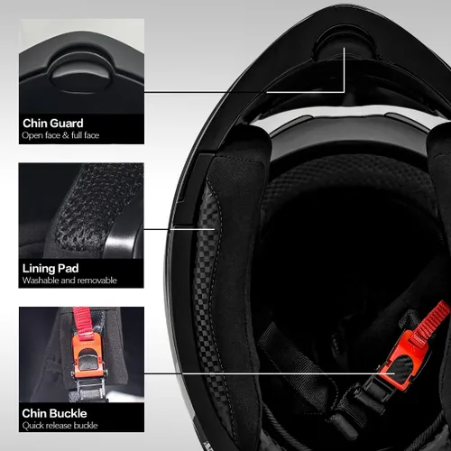 Vista 5 de Casco modular de motocicleta, para adultos jóvenes y jóvenes, casco deportivo dual para motocicleta, casco para moto de nieve, bicicleta de calle