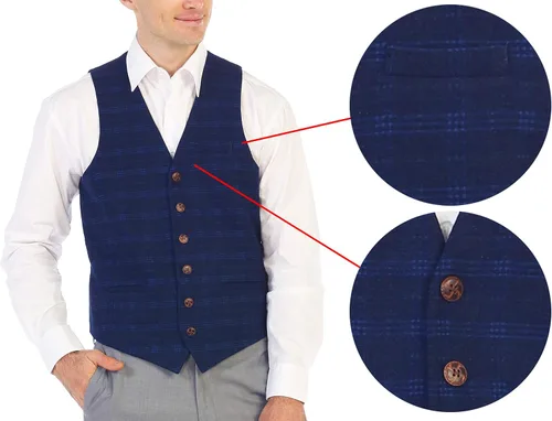 Vista 32 de Gioberti Chaleco de tweed formal de 6 botones para hombres