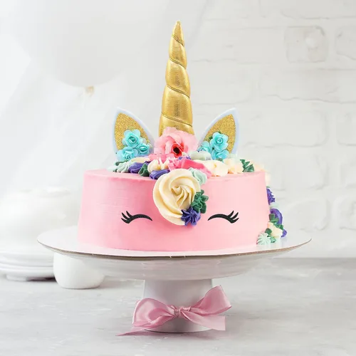 Vista 8 de Decoración de pastel de unicornio para niñas, decoración de cumpleaños de cuerno de unicornio dorado con pestañas, 5.8 pulgadas