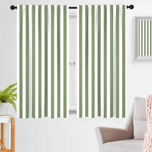 Vista 30 de zokyer Cortinas de ventana a rayas beige crema, modernas rayas verticales de 63 pulgadas de largo, 2 paneles, cortinas bohemias neutras para niños