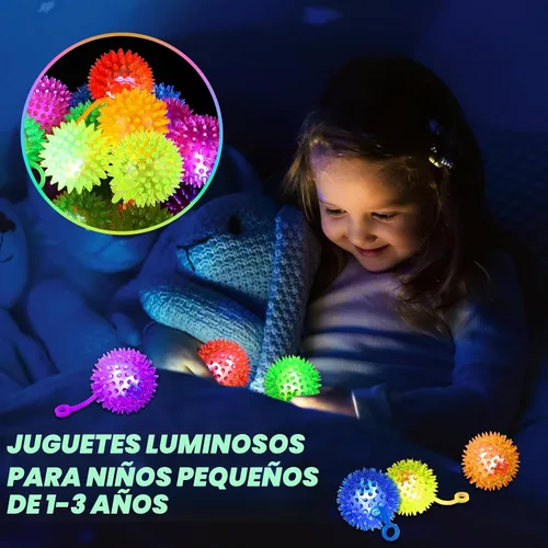 Vista 3 de SHQDD 24 bolas de luz, bolas antiestrés, bolas inflables para niños, bola chirriante intermitente de 6 colores, juguetes iluminados de 2.2 pulgadas