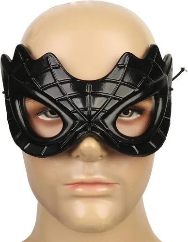 Vista 2 de HOTTERCOS Máscara de ojos de araña negra de Halloween, máscaras de mascarada, accesorios de disfraz para fiesta de cosplay