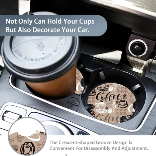 Vista 6 de TUBAMQ Posavasos de automóvil para portavasos de automóvil, paquete de 2 posavasos de cerámica absorbente de café, lindo soporte para tazas