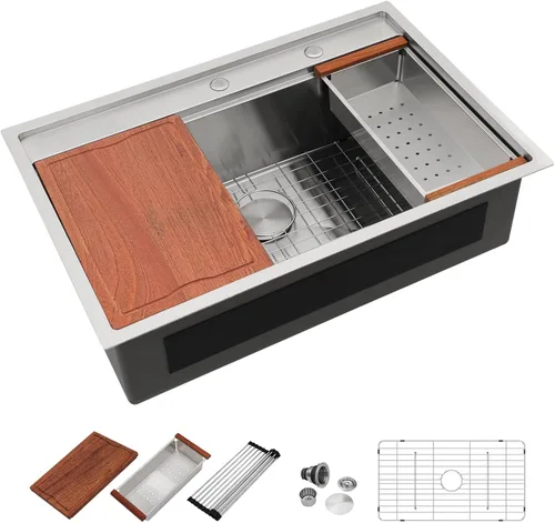 Vista 13 de Dcolora - Estación de trabajo para fregadero de cocina de 33 x 22 pulgadas Dorado