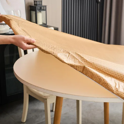 Vista 90 de LIBERECOO Mantel redondo de vinilo ajustable con reverso de franela, borde elástico, impermeable, resistente a las manchas, mantel lavable