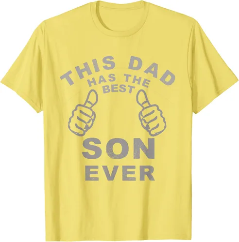 Vista 38 de Camiseta con texto en inglés "This Dad Has the Best Son Ever", regalo del día del padre, Negro