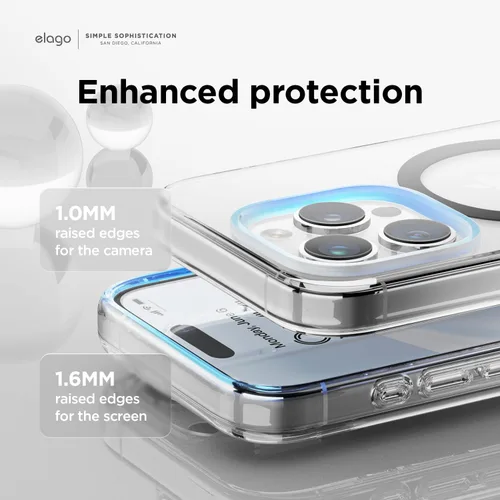 Vista 4 de elago Funda magnética híbrida transparente compatible con iPhone 15 Pro, compatible con MagSafe, 6.1 pulgadas, protección contra caídas de grado