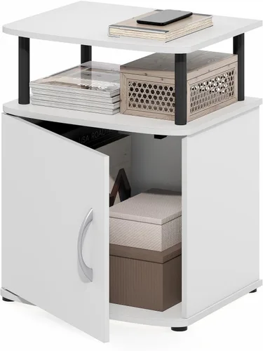 Vista 13 de Furinno Jaya - Mesita de noche con puerta, color ámbar y negro Armario de puerta, mesita de noche de bordes suaves, mesita de noche, para sala
