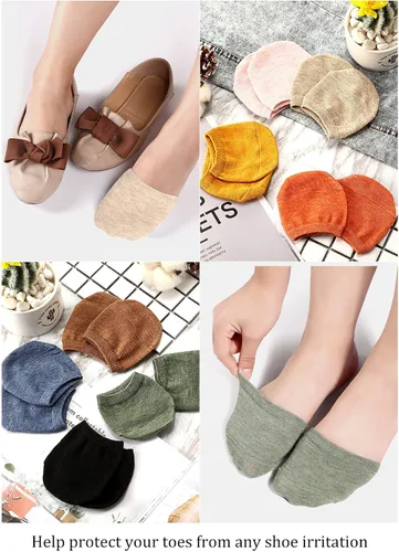 Vista 5 de 8 pares de calcetines para mujer, calcetines de media punta para dedo del pie, calcetines de algodón sin costuras