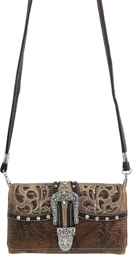 Vista 3 de Justin West Gleaming Laser Cut Rhinestone hebilla tachonado oculta llevar bolso bolso