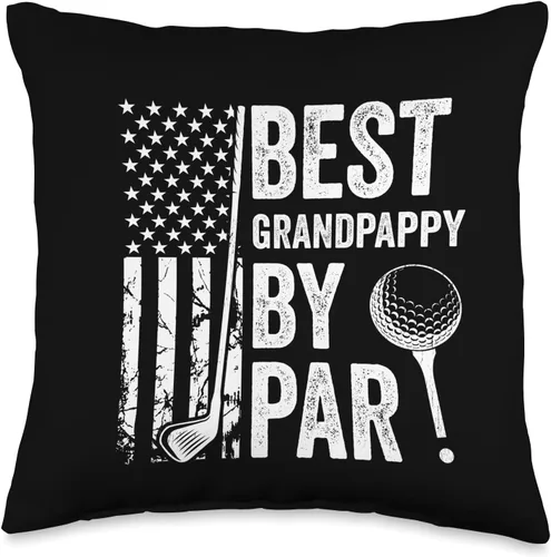 Vista 4 de Best Dad By Par Golfing Apparel by AlphaONE Best Grandpappy by Par USA Flag Fathers Day Golfing Dad Throw Pillow, 18x18, Multicolor