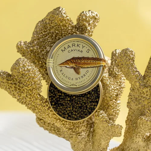 Vista 3 de MARKY'S Caviar de Esturión Kaluga Híbrido Negro – 1 oz / 28 g – Hueva Negra Híbrida Kaluga Malossol