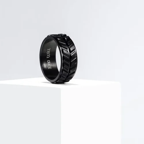 Vista 2 de King Will Anillo de ansiedad giratorio para hombre, color negro, plateado, dorado, 0.315 in, cadena de malla de alambre de acero inoxidable, malla