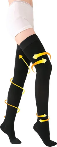 Vista 15 de TOFLY® Calcetines de compresión altos hasta el muslo para mujeres y hombres, punta cerrada de 15-20 mmHg, medias de compresión médica graduadas