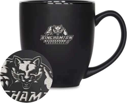 Vista 302 de Rico Industries - Taza de cerámica mate negra con grabado láser estándar de 15oz para NCAA (escuelas T & U) - Para bebidas calientes o frías