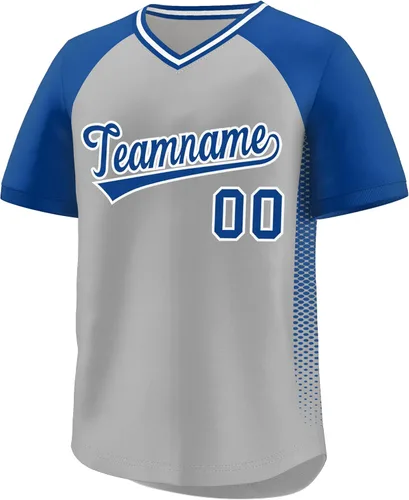 Vista 28 de Camiseta de béisbol personalizada con cuello en V para hombres, mujeres y jóvenes, camisetas de béisbol personalizadas con costuras o estampadas