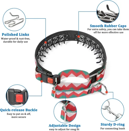 Vista 3 de Mayerzon Martingala - Collar de púa para perro sin tirones, collar personalizado con patrones geométricos para perros grandes, medianos y pequeños