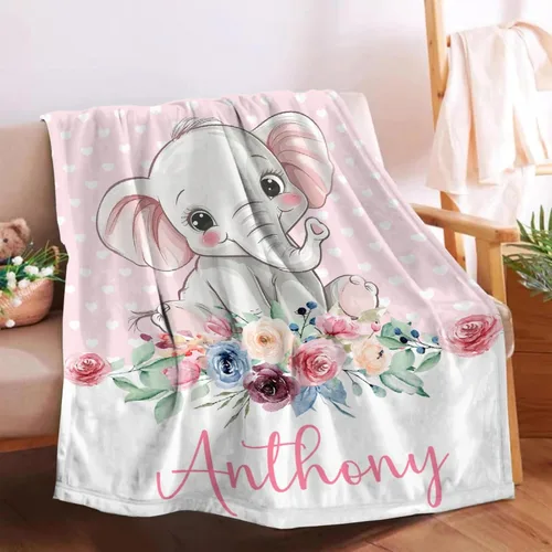 Vista 45 de Manta de bebé personalizada para niñas y niños pequeños, recién nacidos, regalos personalizados de vaca floral con nombre y texto, 40 x 30 pulgadas