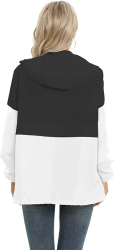 Vista 2 de Chaqueta casual para mujer, impermeable, ligera, con capucha, rompevientos, con bolsillos